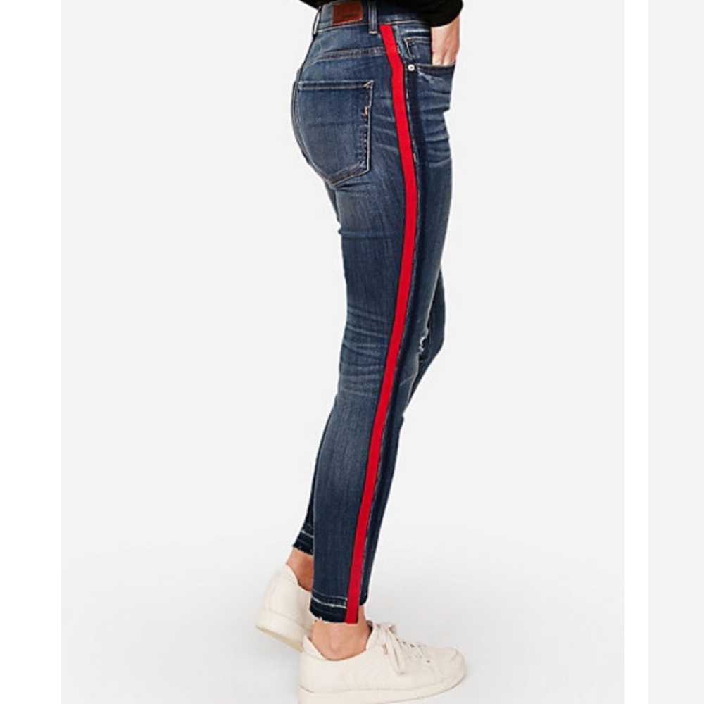 Blue and Red striped Jeans